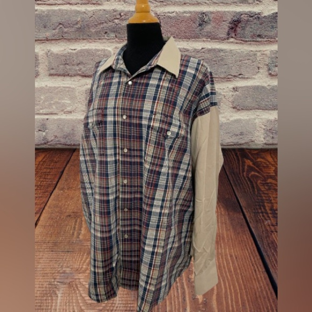 Vintage men’s Wrangler plaid long sleeve western pearl snap shirt size XXL